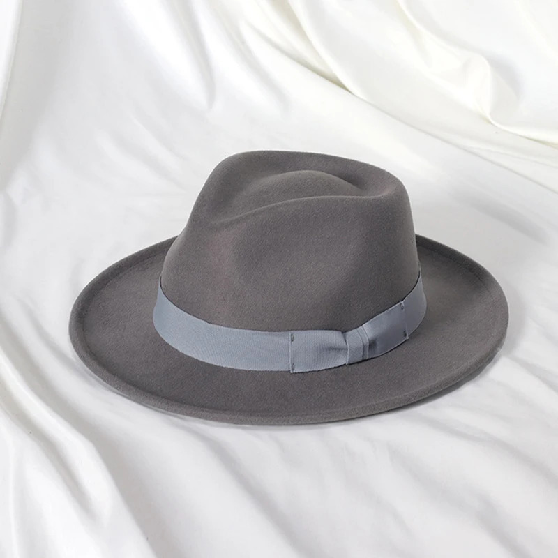 Mens Fedoras Hat and Womens Jazz Hat with Bow Elegant Spring Black Wool Blended Hat Outdoor Casual Felt Hat 250325