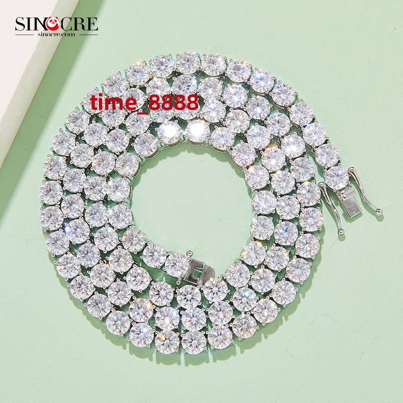 Moissanite Cluster Tennis Chain Mossanite Wholesaler Sinocre S925 Sterling Couple