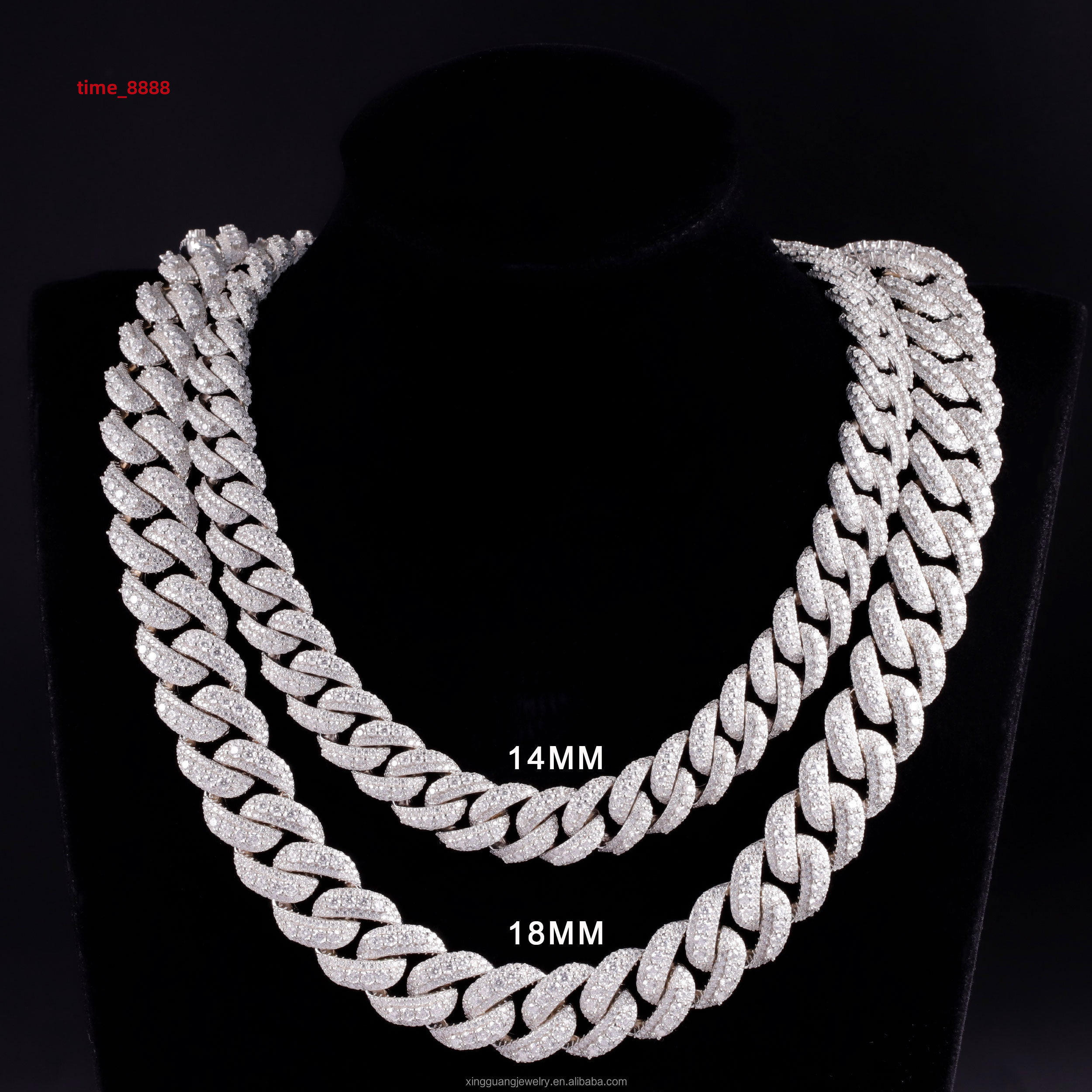 RTS Moissanite Gra Certificated Cuban Chain14mm 18mm 925 Silver Hip Hop Moissanite Pass Diamond Test Cuban Link Chain