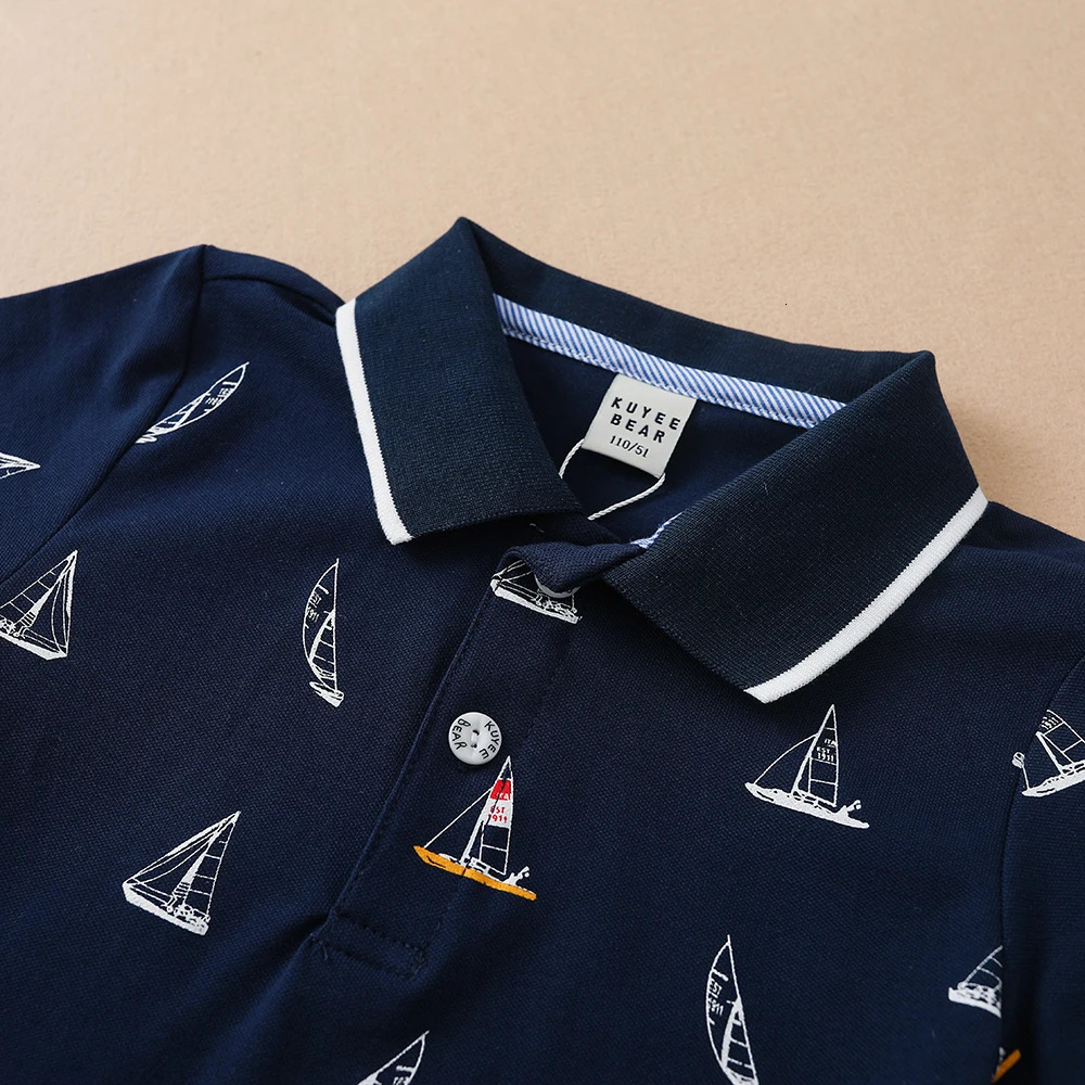 Baby Boys Polo Shirts Summer Short Sleeved Print Top Shirt School Clothing 4T-12T Kids Cotton Tshirts 250326