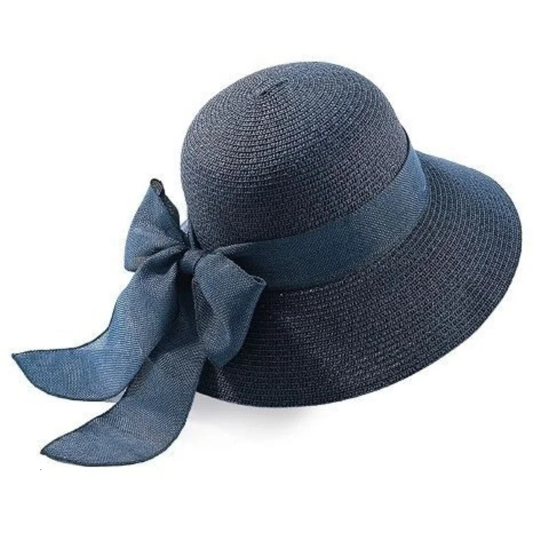 Fashion Flat Bowknot Panama Lady Hat Summer Hats For Women Sun Hat Beach Ladies Sun Hats For Women Straw Hat 250326