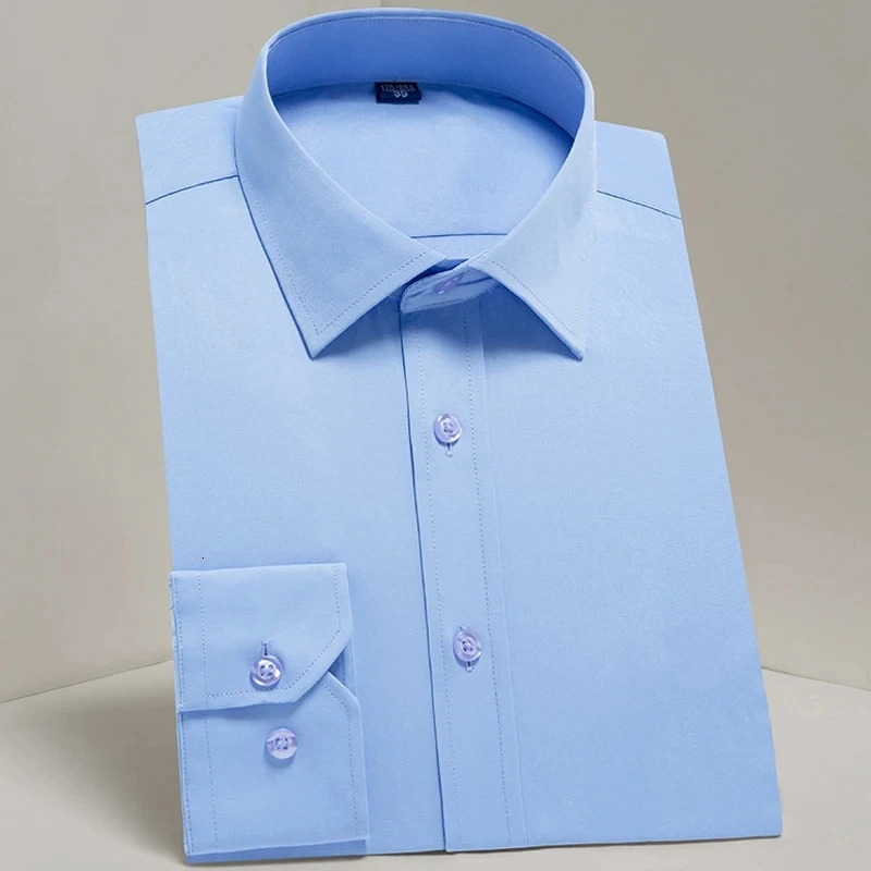 2024 Mens Long Sleeve Shirt for Spring and Autumn Formal Business Social Comfortable Slimming Solid Color Office Work Purple Blue Pink 250326
