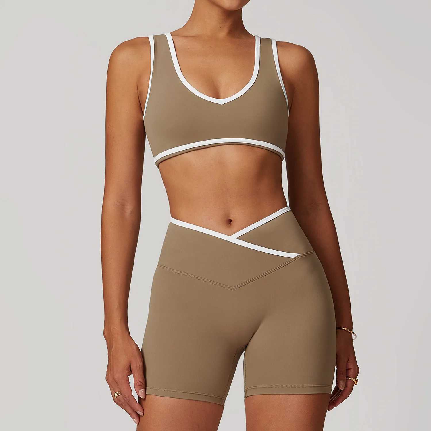 Womens clothing yoga set 2-piece sportswear fitness sportswear gym track and field clothing high waist leg sports bra sportswear W250326