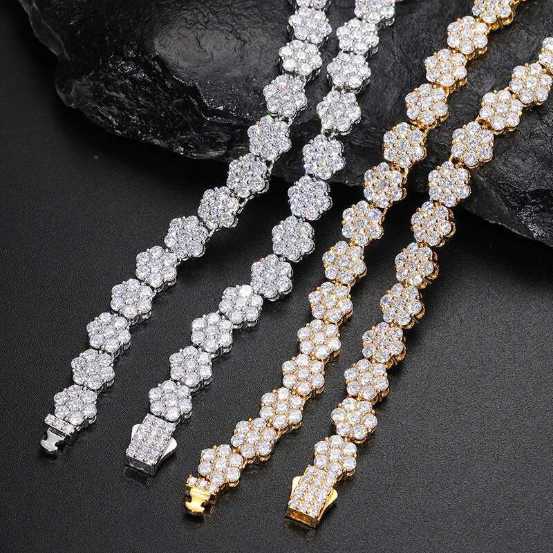 10mm Moissanite VVS1 Unisex Necklace Chain 925 Silver For Women Iced Out Chain Link Necklace Unisex Fine Hip Hop Jewelry