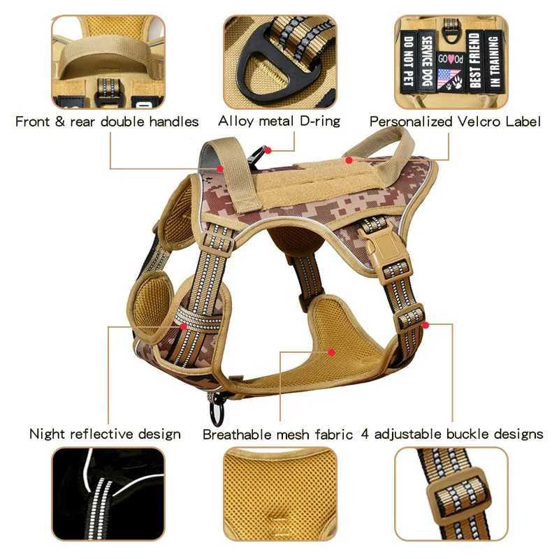 KOMMILIFE tactical dog harness vest personalized dog harness and belt set external tactical training vest for medium and large dogs X250326