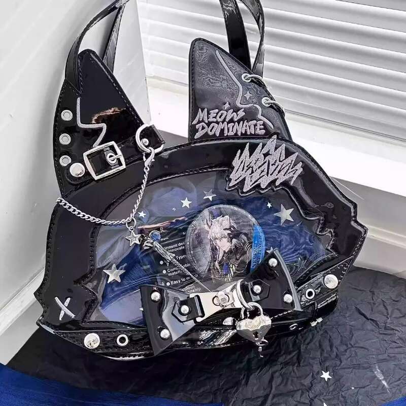 Cute Cat Ita Mochila Original Mochilas Mujer Hot Girls Bow Bag Kawaii Crossbady Bags For Women Chain Transparent Backpack