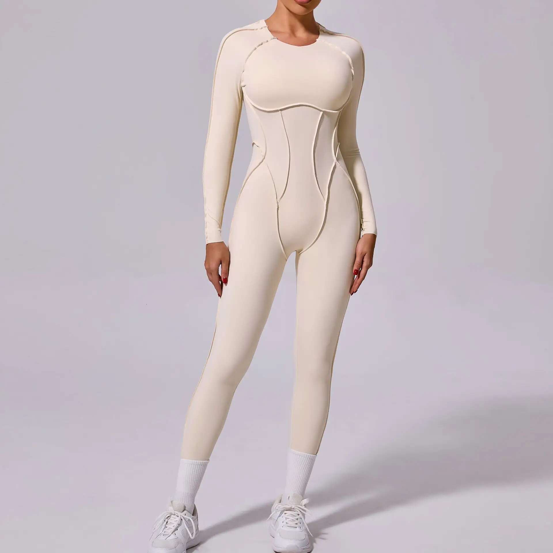 New Autumn/Winter Women's One-Piece Yoga Jumpsuit Leggings Long-Sleeved Sexy Backless Slim Fit Sports Outfit