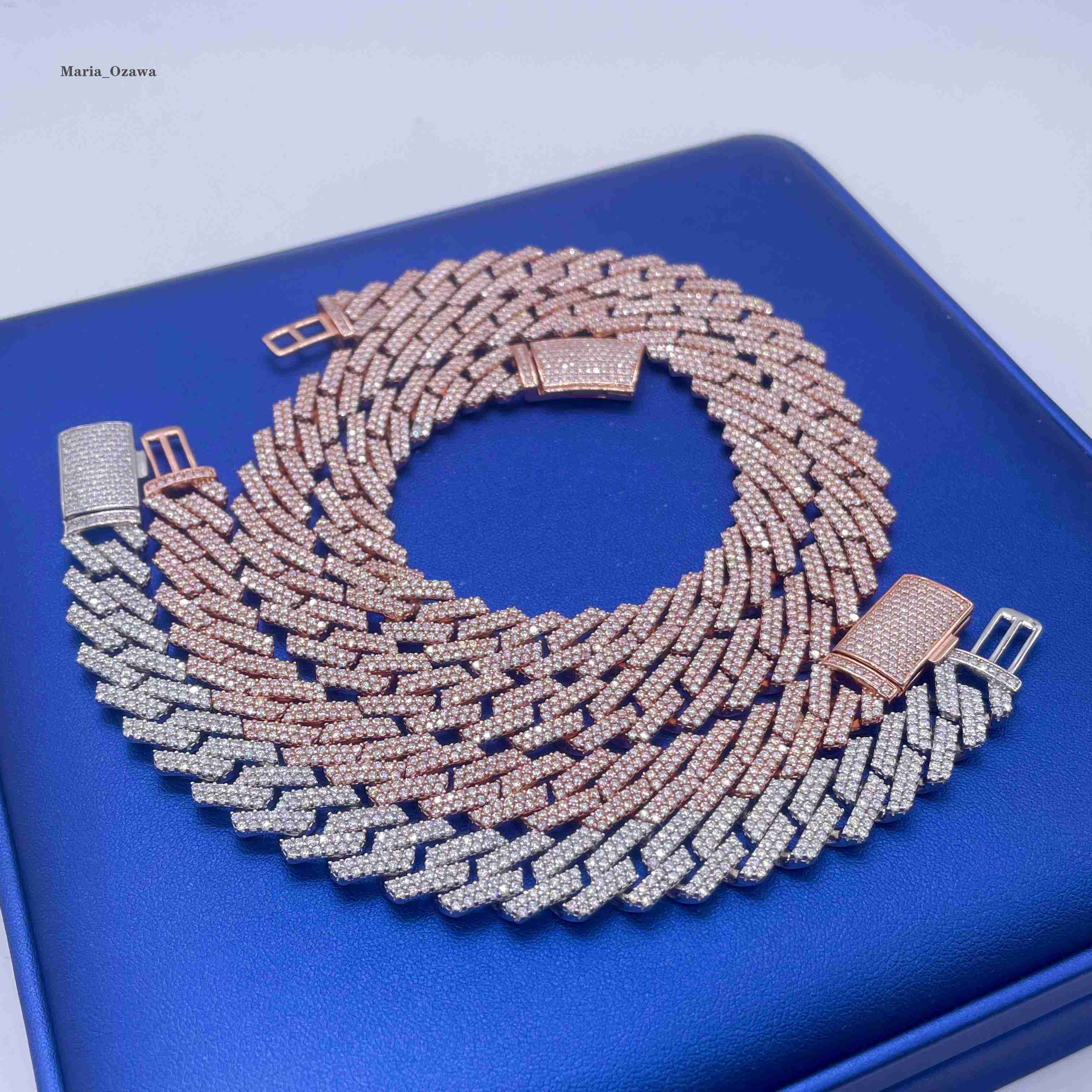 Iced Jewelry 13mm Hip Hopchain Pass Diamond Tester 925 Sterling Silver Vvs Moissanite Cuban Link Chain