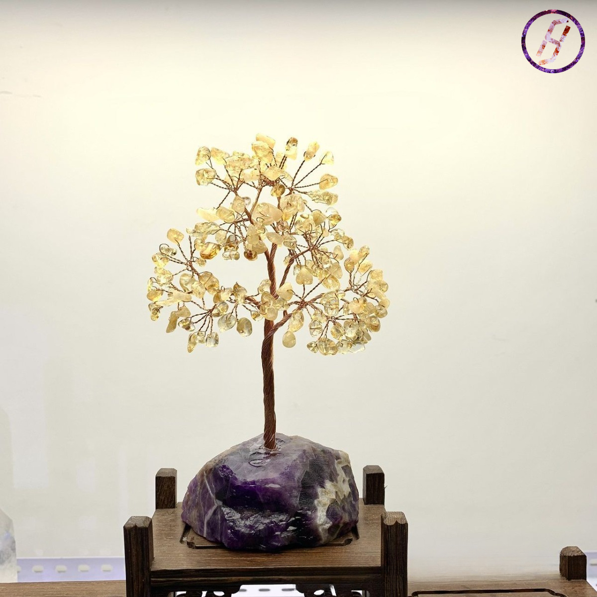 Natural Amethyst Geode Cluster Chakra Balancing Tree - Feng Shui Prosperity Tree Sculpture for Bioenergetic Space Optimization Feng Shui Money Tree