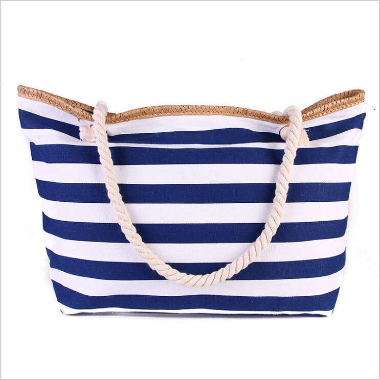 Canvas handbag 2024 striped forest women's shopping eco-friendly beach bag