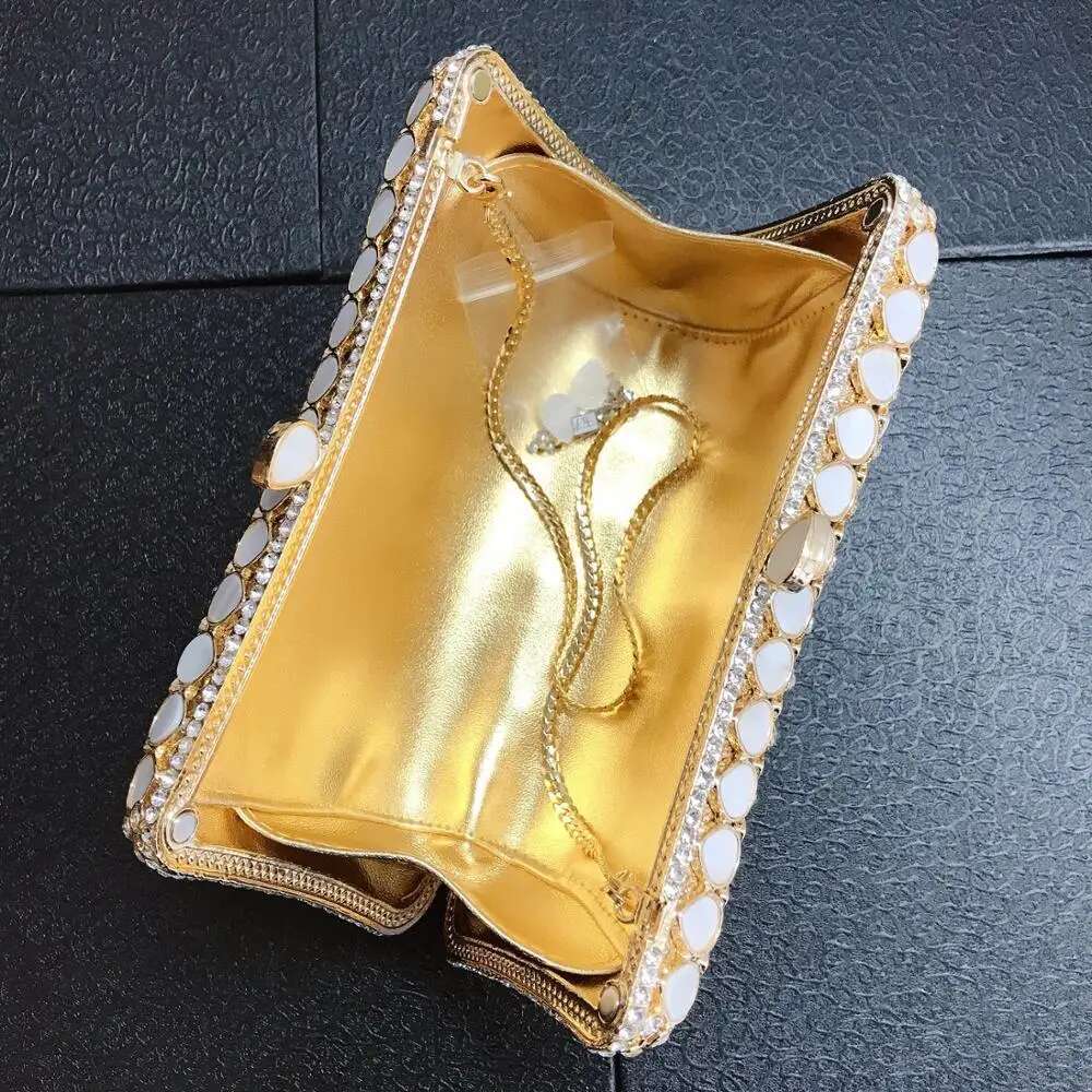 Women Evening Clutch Bag Bridal Wedding Elegant Party Handmade Clutch Purse Womens Handbags Purses Hollow Out Metallic