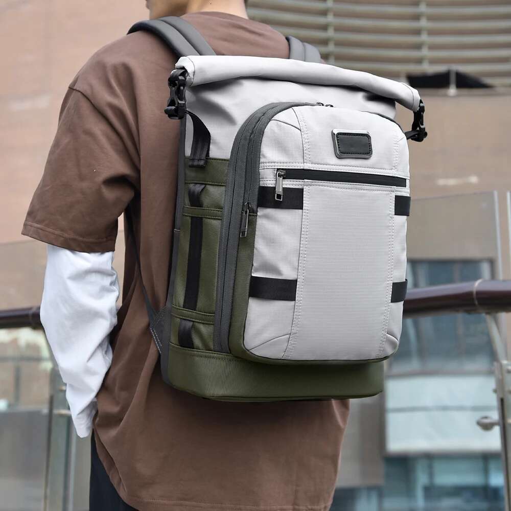 Roll Top 15.6" Laptop Waterproof Multi-Pocket Business Backpack Expandable Travel Bag Wear-Resistant Schoolbag