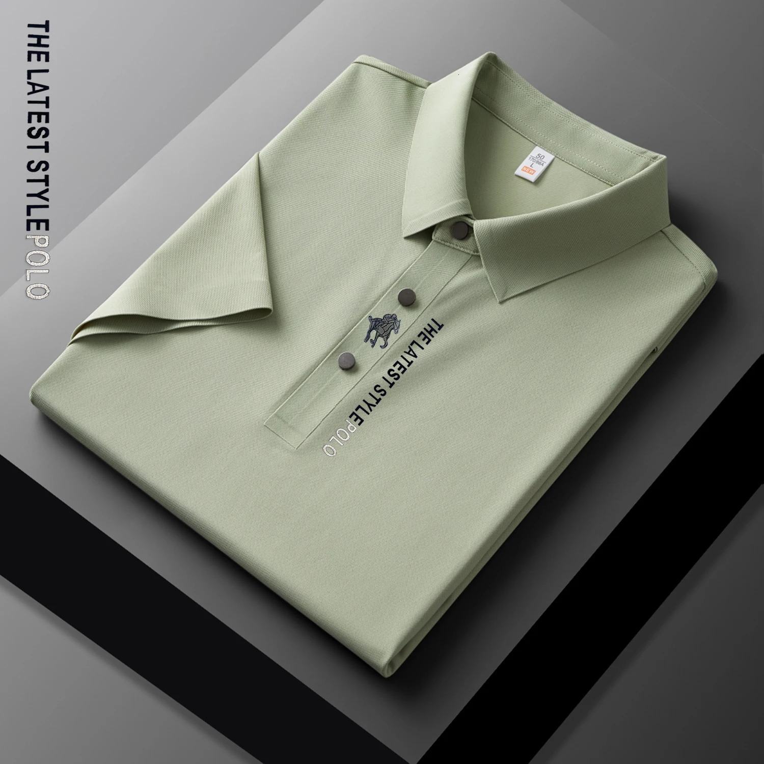 Ice Silk Polo Shirt Short Sleeved Letter Printing Tshirt 2024 Summer Mens Clothing Highgrade Shirts 250311