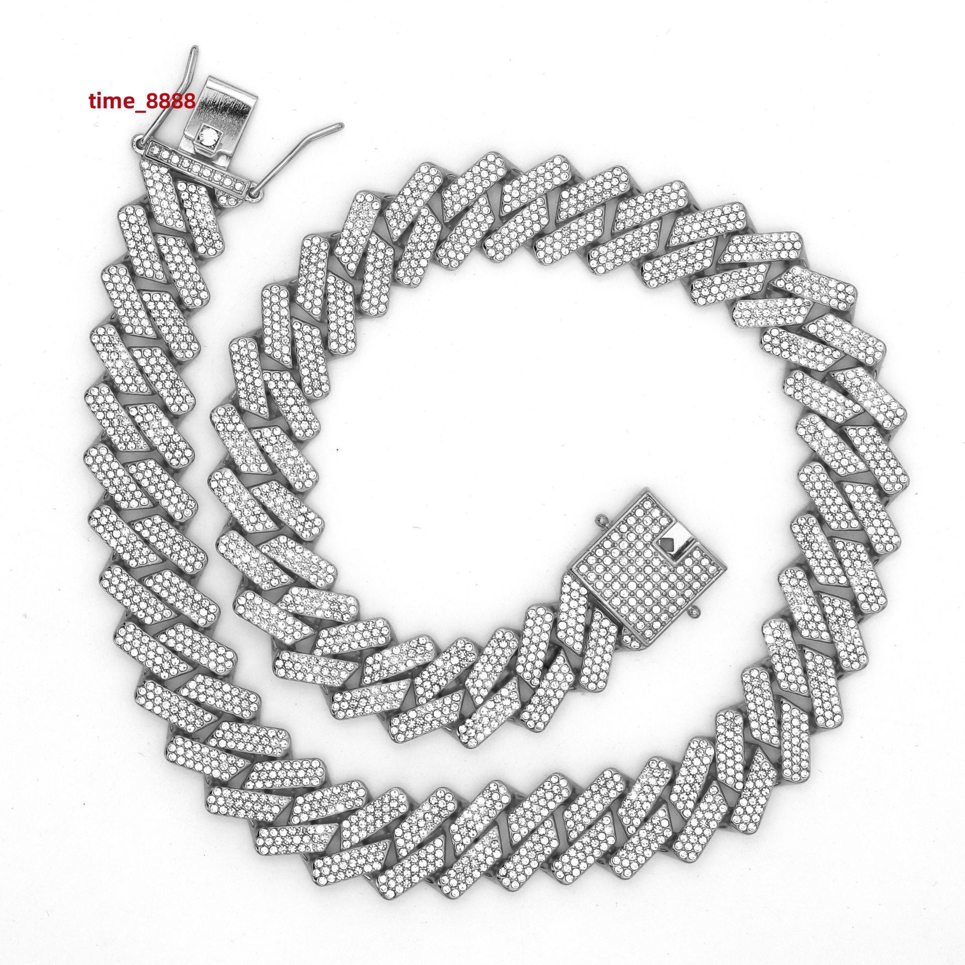 18Inch Moissanite Cuban Link Chain Gold Plated Miami Two Tone Moissanite Cuban Chain Vvs1 for Mans Hiphop Jewelry