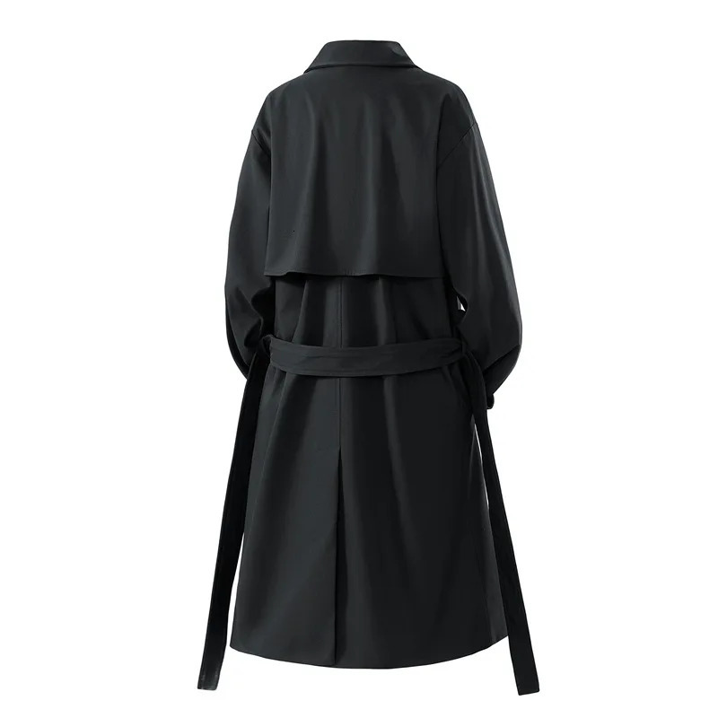 mens double breasted trench coat medium length and loose fit suitable for windproof and windproof spring/autumn casual office fashion jacket 250324