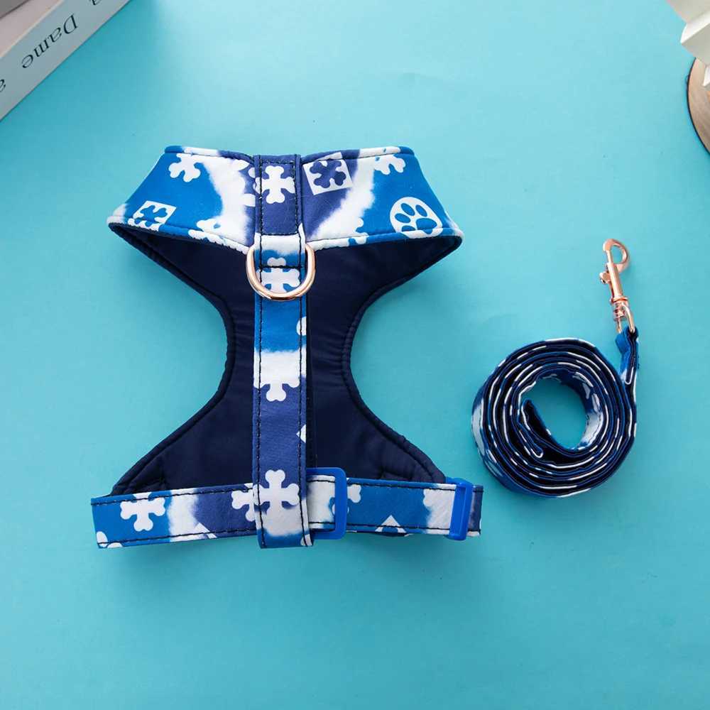 Dog harness and belt set Chihuahua dog harness vest pet harness not easy to break comfortable and breathable pet supplies X250326