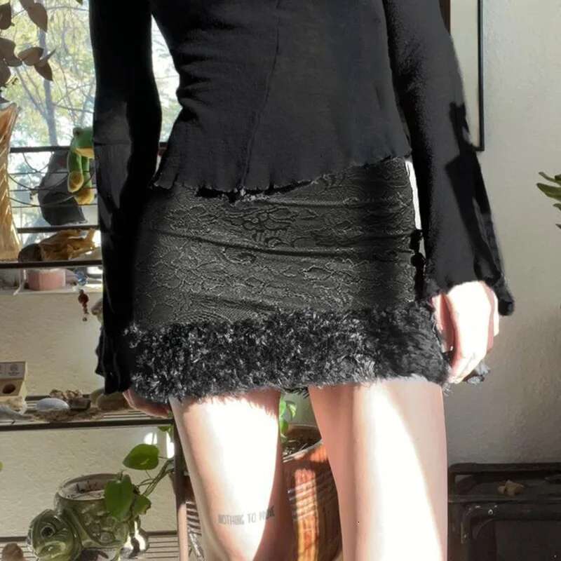 Dongdumaoyi Nieuwe Chinese Stijl Bont Patchwork Bodycon Rok Sexy Hot Meisje Kant Getextureerde Midi A