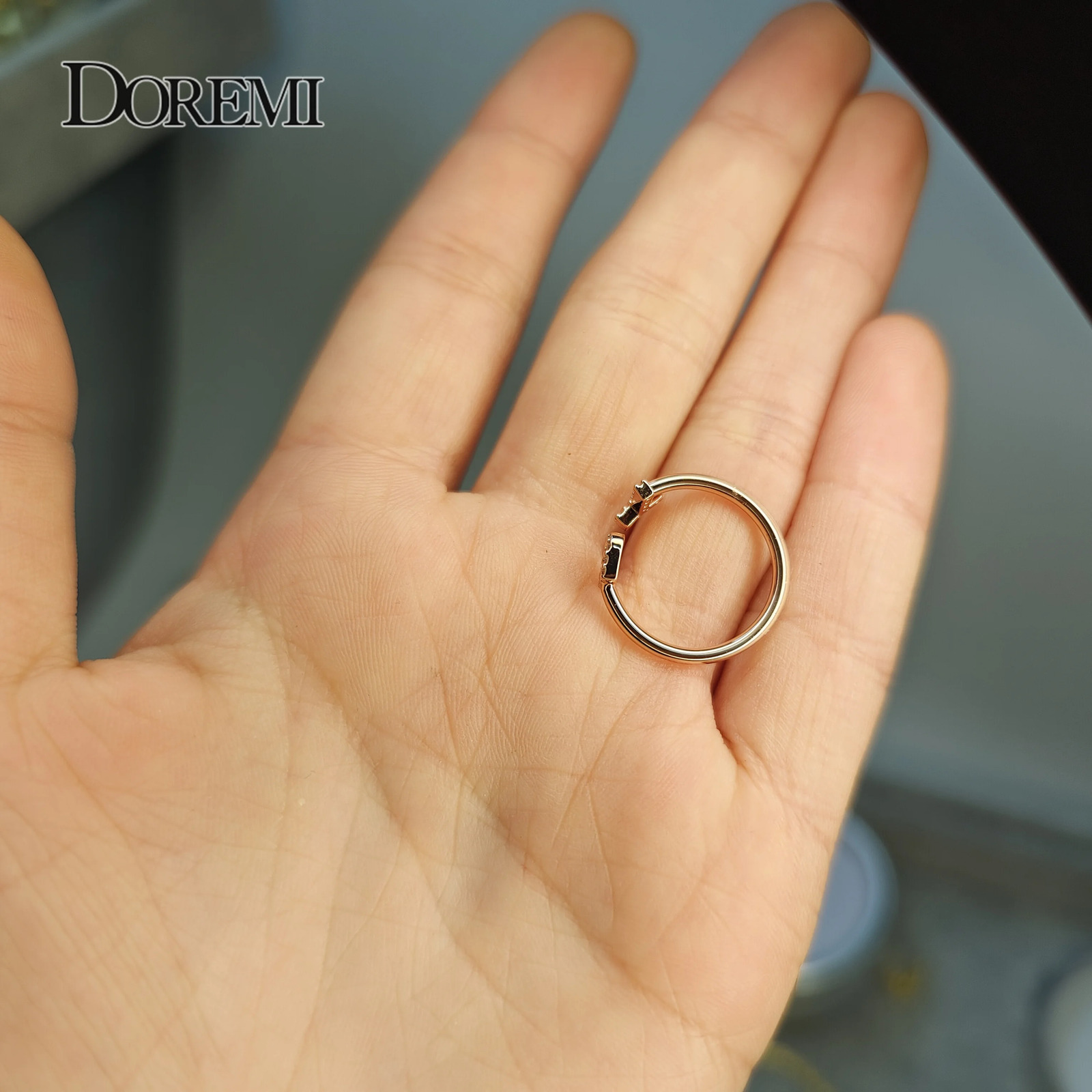 DOREMI Open Ring Custom Letter Jewelry Iced Out Zircon Stone Geometric letters fashion Ring For Women Handmade Jewelry For Gifts 250318