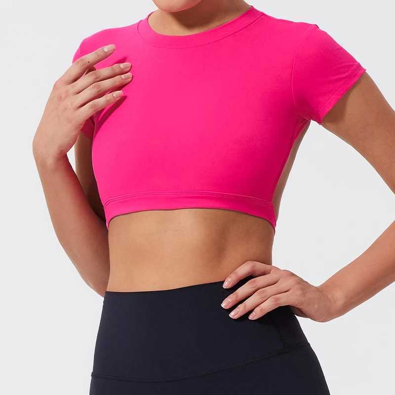 Ctenkevet sports short top womens fitness shirt yoga clothes womens gym training clothes crop top beautiful back T-shirt W250326