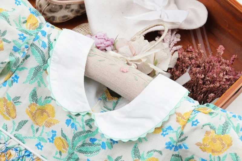 Baby Girl Princess Elegant Smoking Dress 2 3 4 5 6 Year Old Children Girl Flower Handmade Smoking Dress Cotton W250326