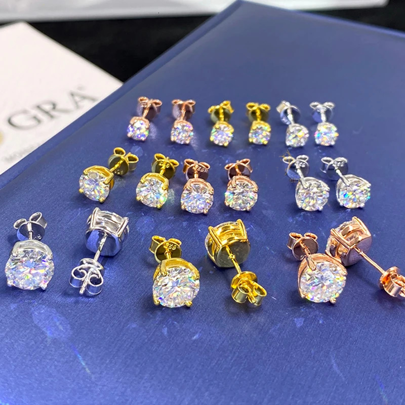 COSFIX Stud Earrings For Women 0.2-5ct D Color Earrings Fashion Round Women Stud Earring 2024 250318