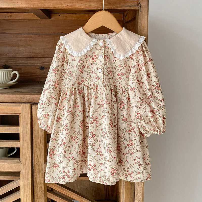 Autumn Spring Childrens Princess Dress Long Sleeve Cotton Print Girl Par Dress Baby Girls Dress sisters Dress W250326
