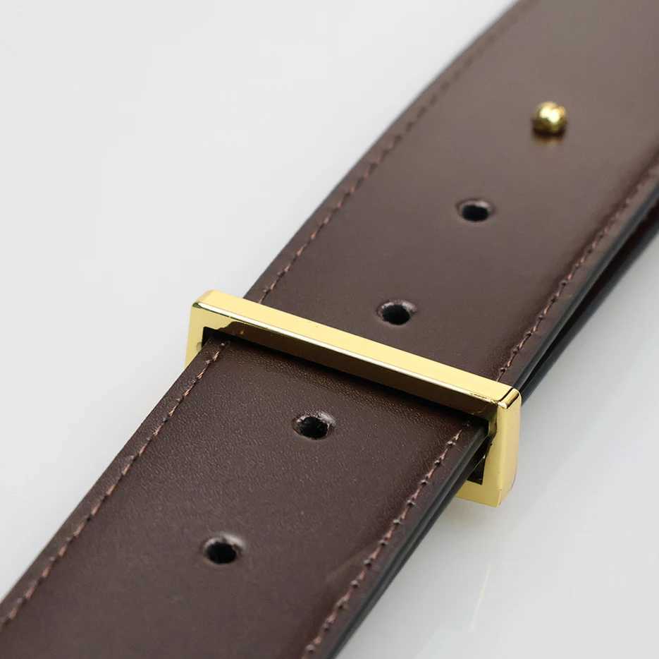 Business alloy letter buckle mens casual leather strap mens high-quality double-layer denim strap W250326