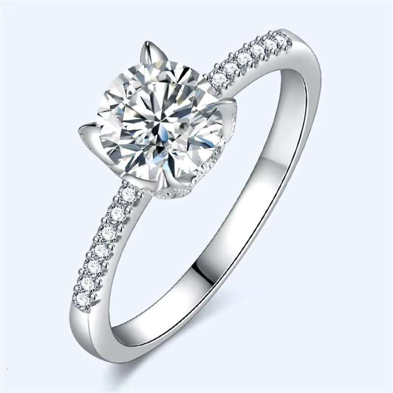 Certified Moissanite Engagement Wedding Ring 925 Sterling Silver