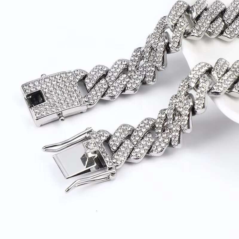 Custom Fashion Jewelry 18K Gold Plated Alloy 14MM Chunky Chain Necklace Full Diamond Zircon Cuban Chain Link Necklace Women Men