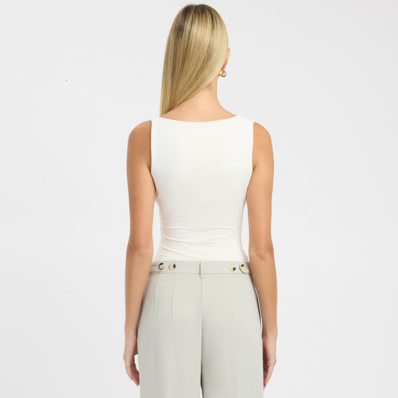 2025S Fashion Designer Y TP Women S Spring Summer New Collection Solid Color Thin Strap Off Slim One Shoulder Asymmetric Top
