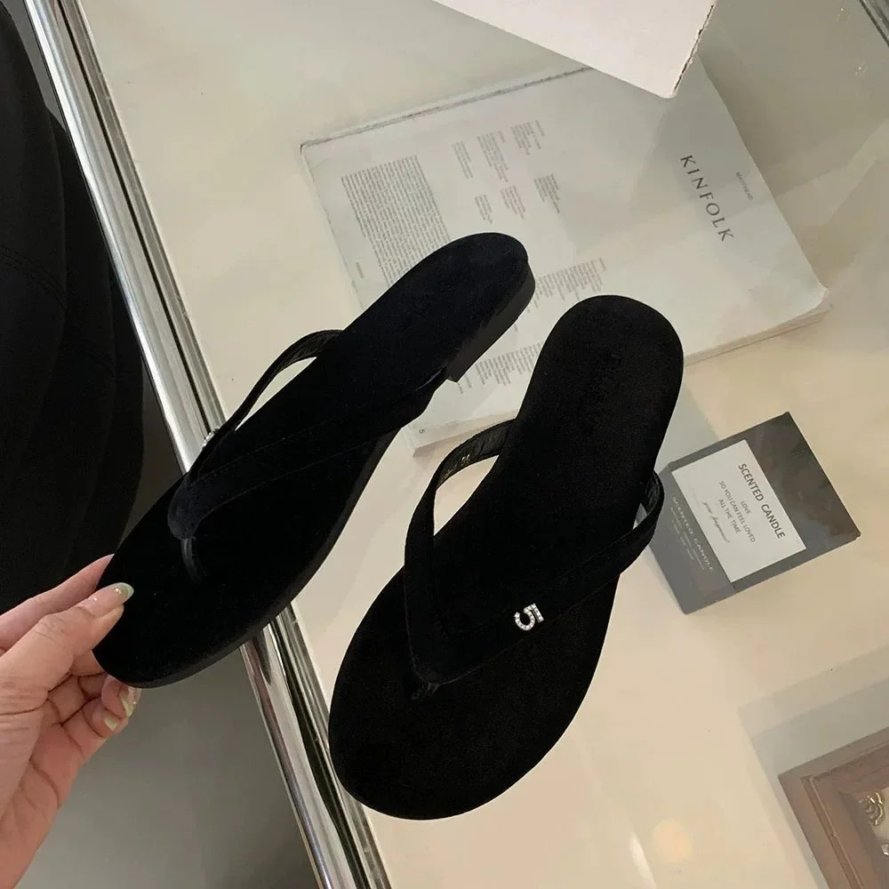 Womens Shoes Summer Fashion Clip Toe Flat Womens Flip Flops Beach Flannel Casual Ladies Slippers Zapatos Mujer 250325