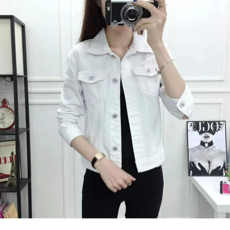 Womens Denim Jacket SpringSummer 2024 Casual Short Korean Edition Solid Color 250318