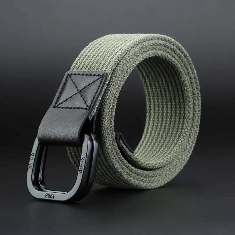 3.8cm Simple Canvas Mens Belt Fashion Thick Weaving Outdoor Sports Wear resistant Tool Solid Color Belt Womens Wholesale W250326