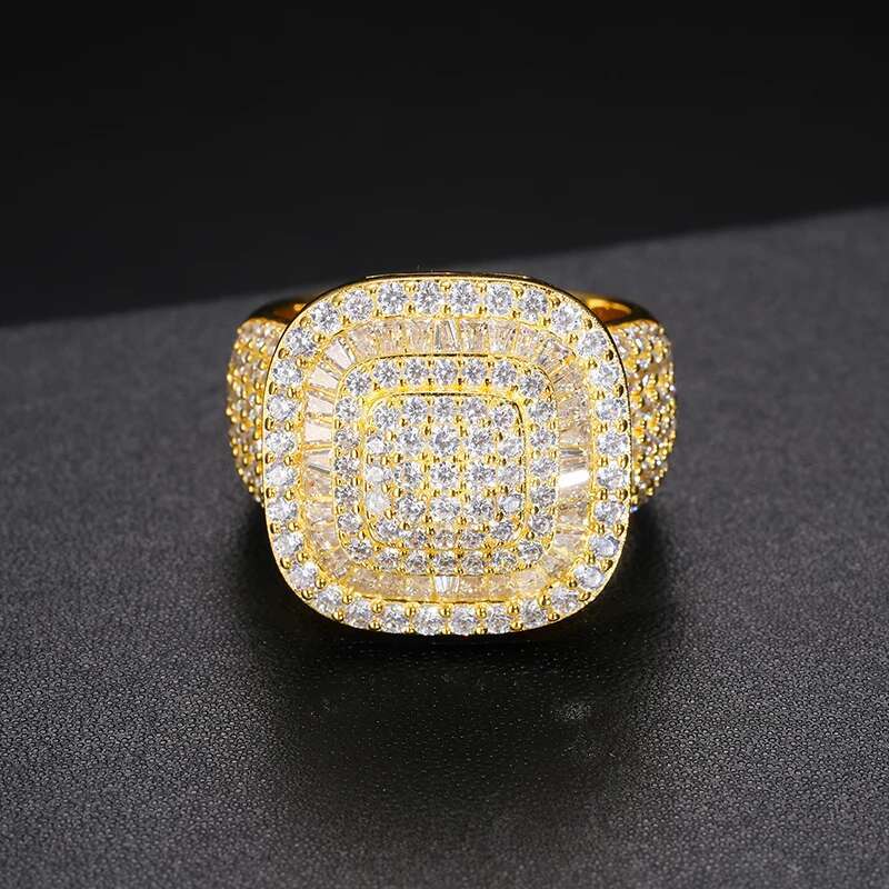 Unisex Classic Style Luxury 925 Ring Moissanite Men Hip Hop Jewelry Gift