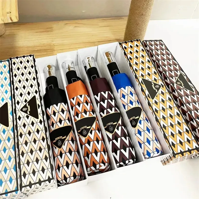 High quality Classic Triple Fold Luxury automatic sunshade folding designer Umbrella travel sunshade