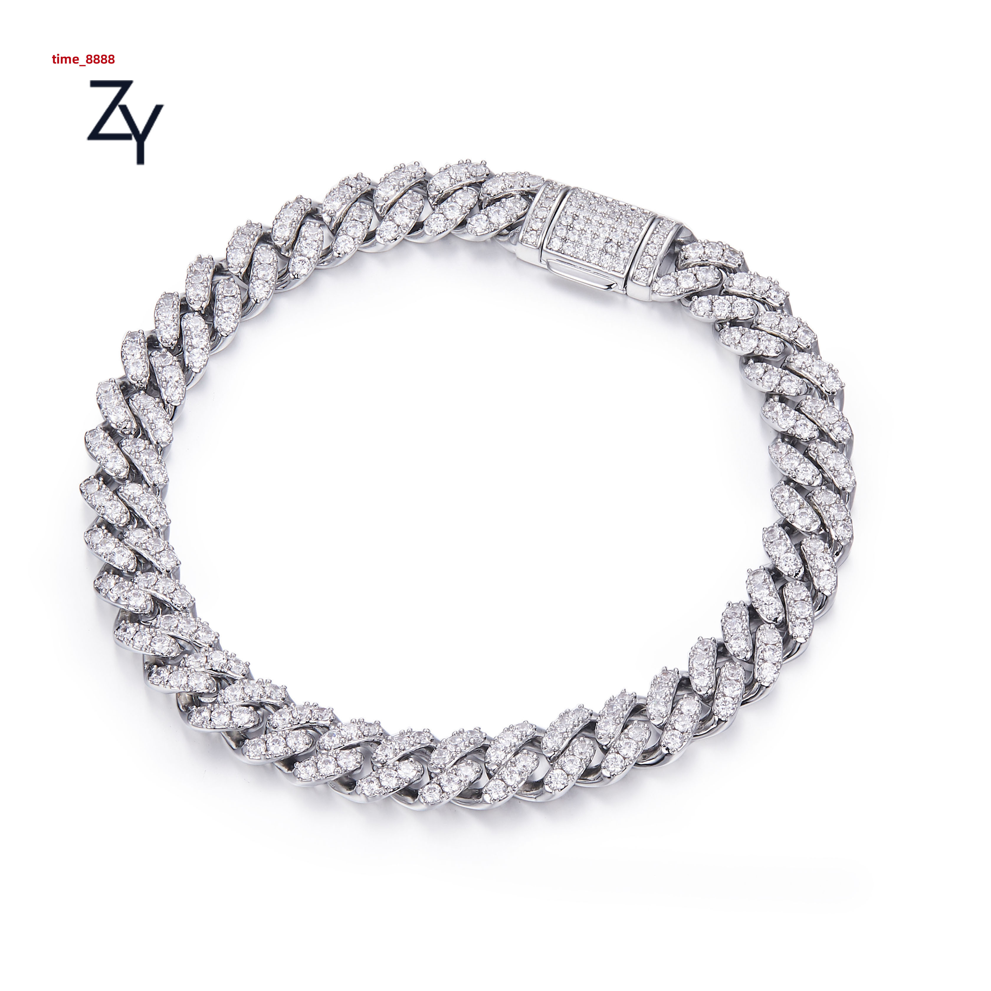 Wholesale Luxury Iced Out Cuban Link Chain 6-8-10-12-14 mm Moissanite 925 Silver Necklace for Men Hip Hop Gift Platinum Plated