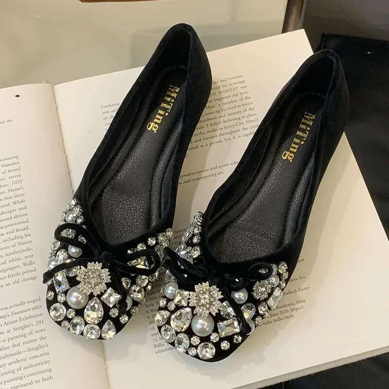 Dias Flat Women Comfort Leisure Soft Soled Walking Brand Mules Shoes Shiny Rhies Designer Pumps Female