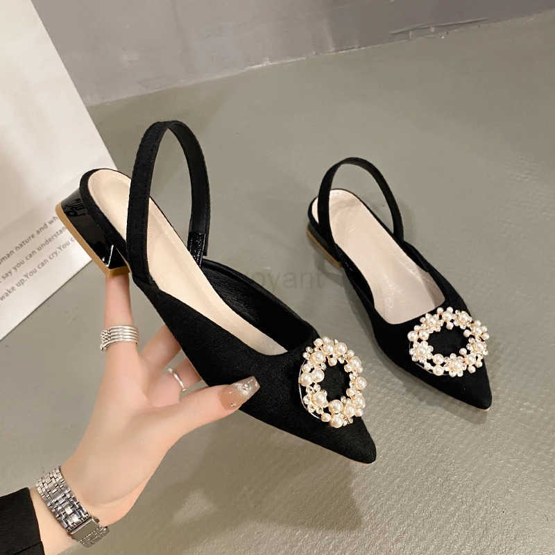 Wen High Heel Sandals Summer New Fashion Pointed Toe Rhinestone Formal Back Emp Cfortable Ladies Par Luxury Me Shoes Z250326