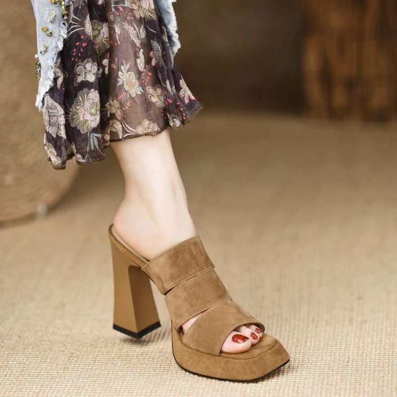 High Women Summer New Black Hook Heels Party Shoes Woman Fashion Buckle Strap Platform Sandals