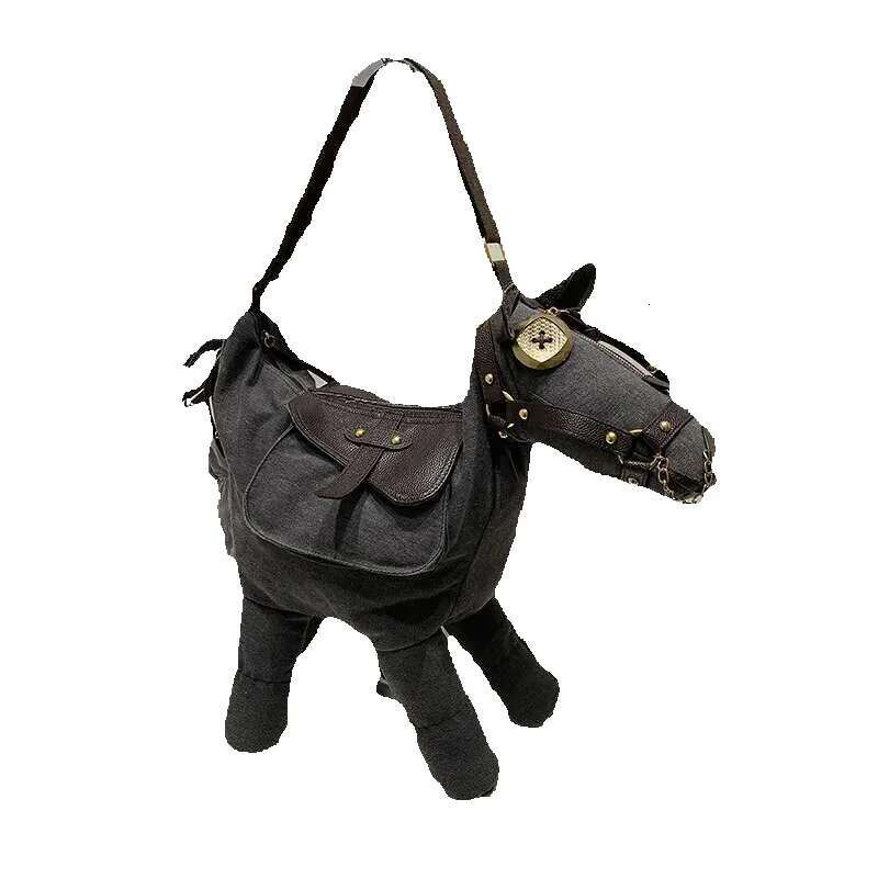 Women's Casual Canvas Large Capacity Creative Pony Shoulder Crossbody Bag