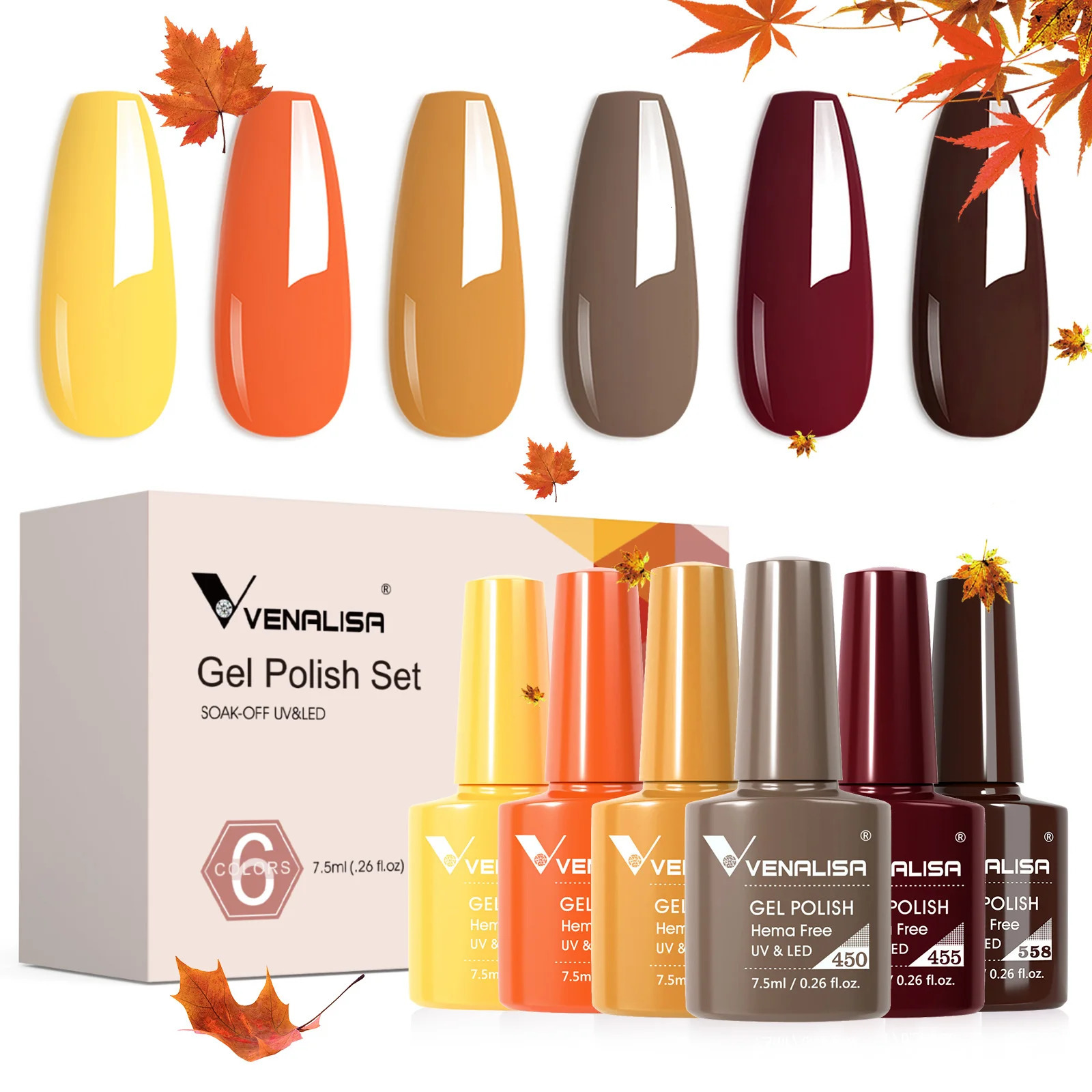 Venalisa nail gel polishing autumn color HEMA no autumn season gel nail polish polishing kit Soak off UV LED semi permanent nail gel 6 pieces/set 2503