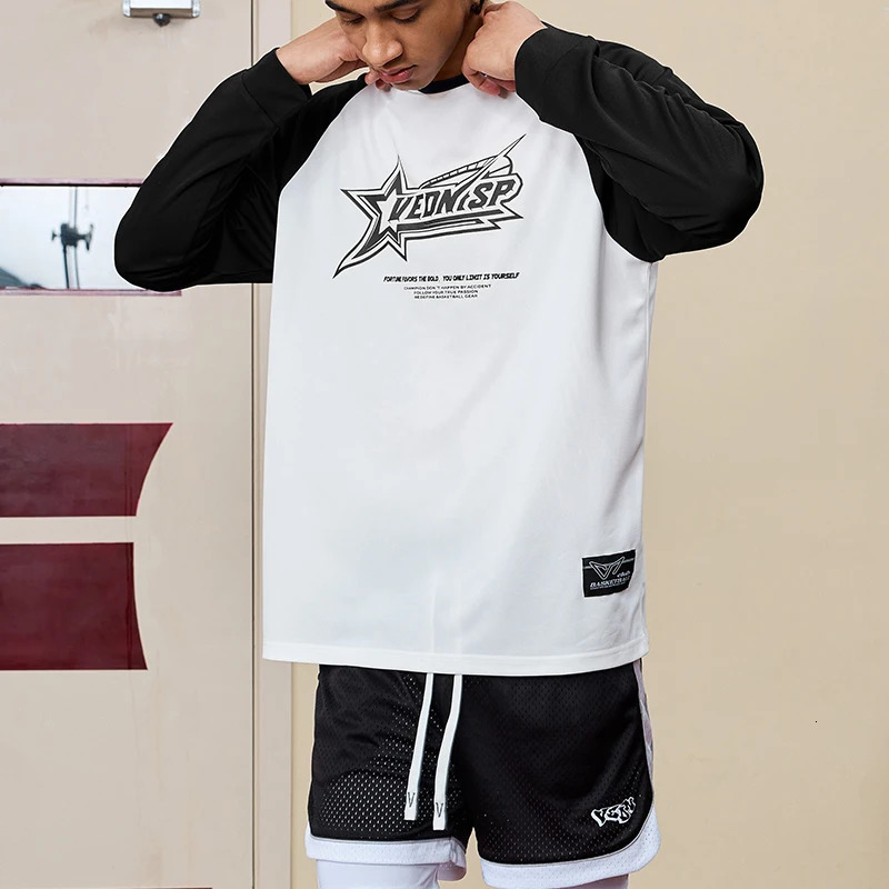 Splicing printed mens long sleeved Tshirt breathable spring casual oversized highquality clothing 250326