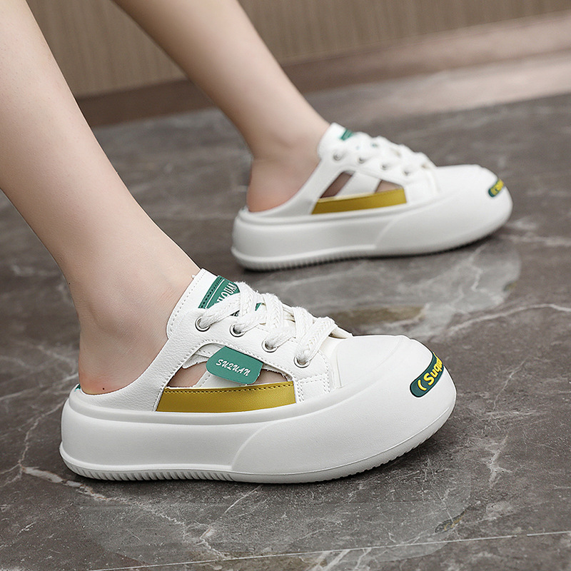 Designer Shoes New Half Slippers Women's White 2025 Summer Breathable Slimming Thick Soled Men's Board Shoes Outdoor Multi Functional Casual