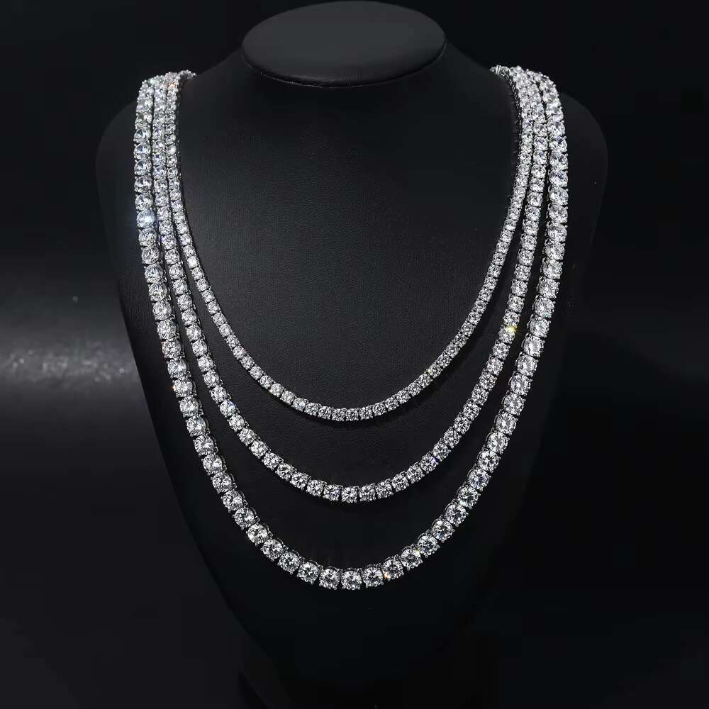 Wholesale Custom Chain Tennis Necklace 925 Sterling Silver GRA Moissanite Lab Diamond Hip Hop Tennis Necklace for Men