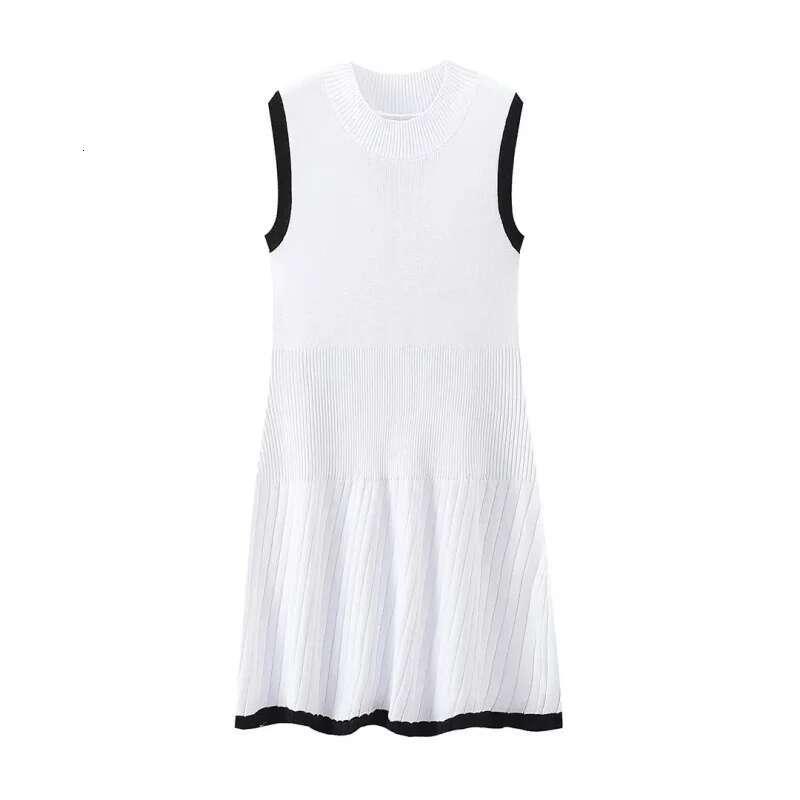 Dongdumaoyi Damesmode Hot Selling Gebreide Mini Jurk Mode Ronde Hals Ruches Een Woord C