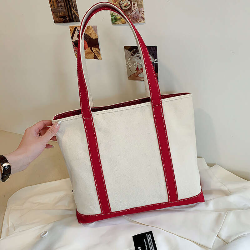 90 Canvas women in 2024, new casual and versatile canvas for students, simple tote bag