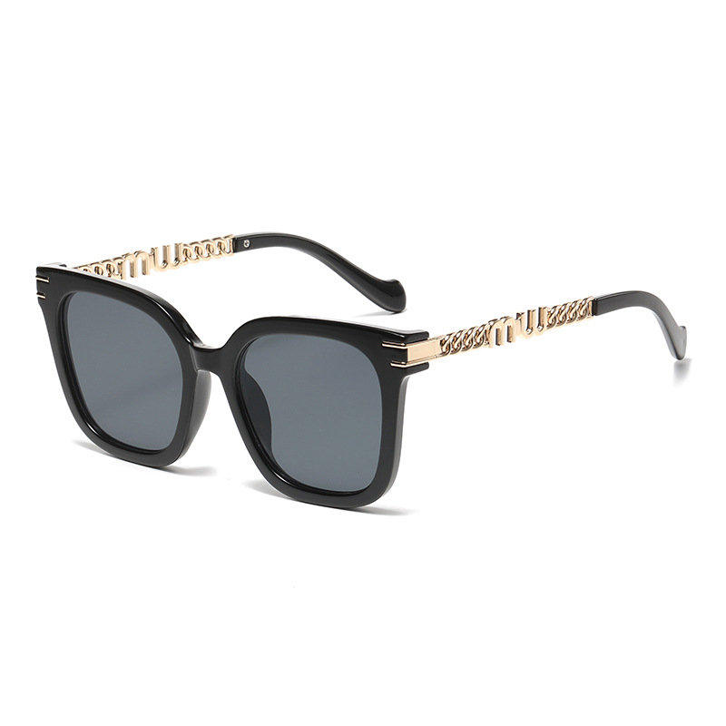 Fashionable Women's Sunglasses Large Frame Square Sunscreen Sunglasses New Luxury Metal Chain Legs 2025 Sunglasses