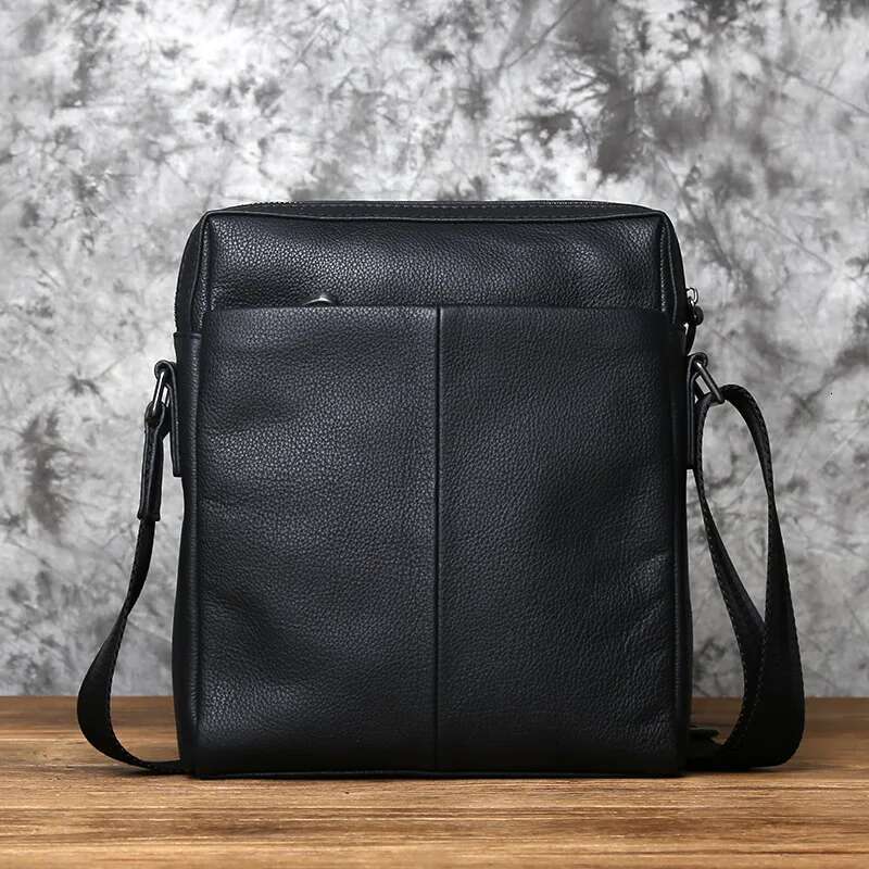 NZPJ Men's Shoulder Casual Large-Capacity Soft Leather Backpack Top Layer Cowhide Vertical Messenger Business Bag