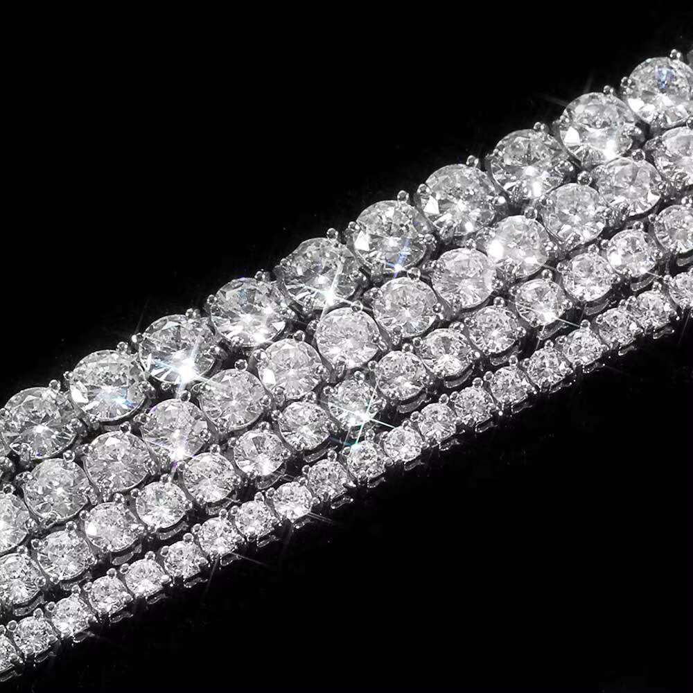 Hip Hop 925 Sterling Silver 3mm 4mm 5mm 6.5mm VVS Moissanites Diamond Necklace Moissanite Tennis Chain