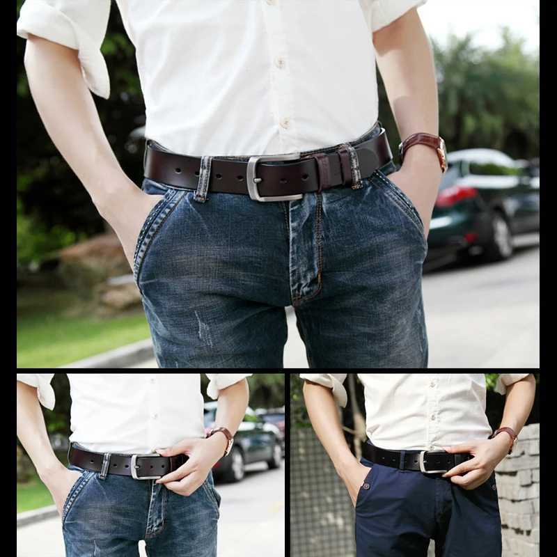 MEDYLA mens high-quality leather luxury belt classic retro alloy pin buckle mens belt W250326